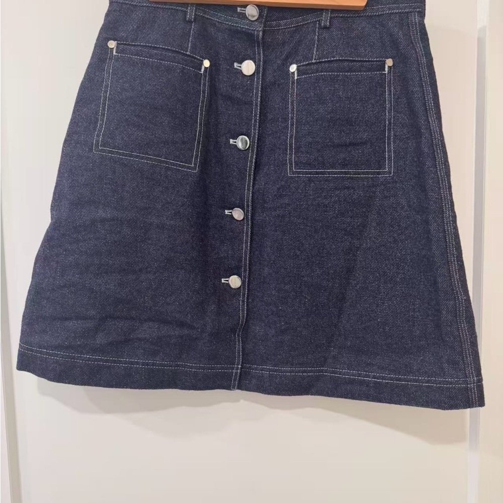Denim Button-Front Skirt